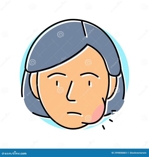 Swelling Face Disease Symptom Icon Doodle Illustration Cartoon Vector ...