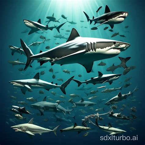 Deep Sea Exploration Encounter with Sharks | SDXL Free Online
