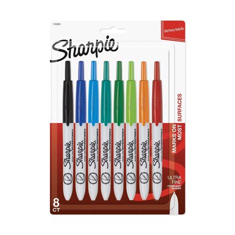 Sharpie Retractable Ultra Fine Point Permanent Markers 8-Color Set
