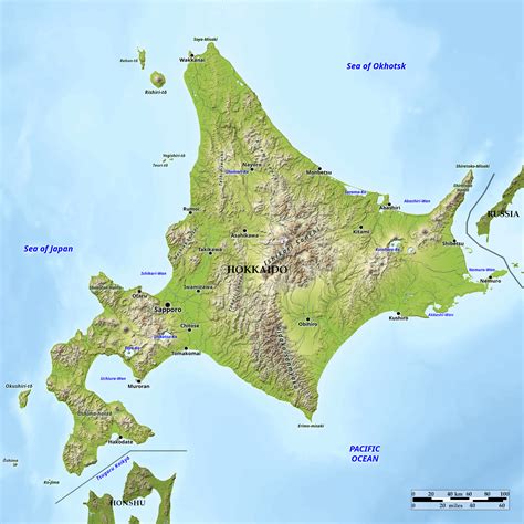 Hokkaido island japan map