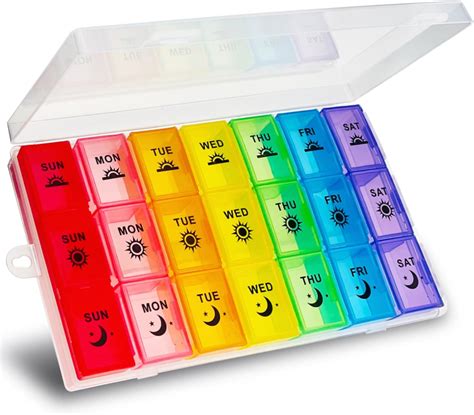 Amazon.com: ZVZM Weekly Pill Organizer 3 Times a Day, Large Pill Box 7 ...