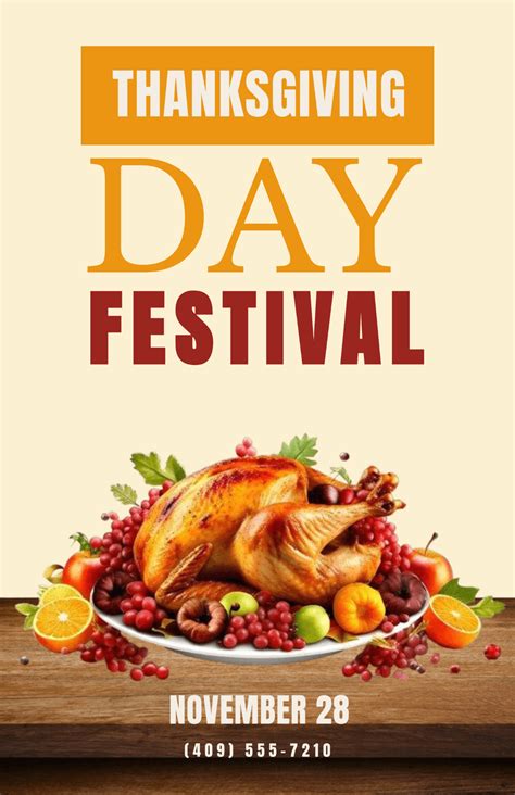 Free Thanksgiving Day 2023 Simple Poster Template to Edit Online
