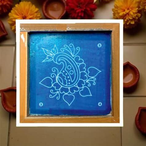 Rangly Peacock Design 2 Rangoli Stencil Wooden 5*5 Inches Pack of 1 pi