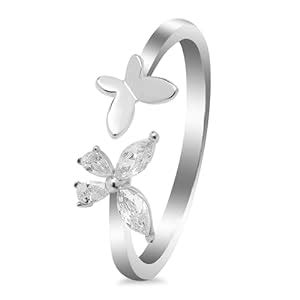 ZAVYA 925 Sterling Silver Designer Cubic Zirconia CZ Butterfly Rhodium ...