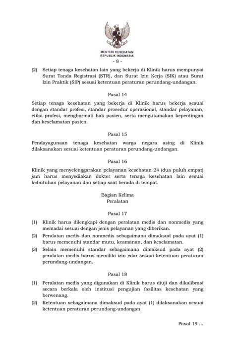 peraturan menteri kesehatan nomor 9 tahun 2014 tentang klinik