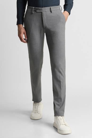 Buy Men Grey Textured Trousers Online - 39628253 | Peter England