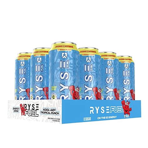 RYSE UP Supplements, Fuel Energy Drink, Kool Aid Tropical Punch, 16 ...