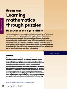 Learning mathematics through puzzles - ePrints@APU