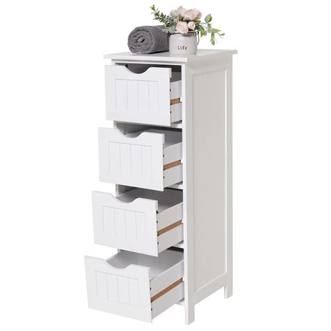 Iwell Bathroom Cabinet, Floor Storage Cabinet with 4 Drawers, Free ...