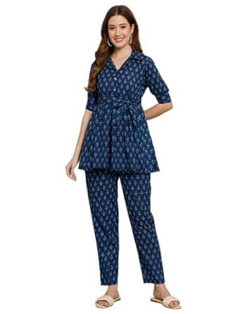 Buy Vastralay Women's Cotton Regular Fit V Neck Printed Top with ...