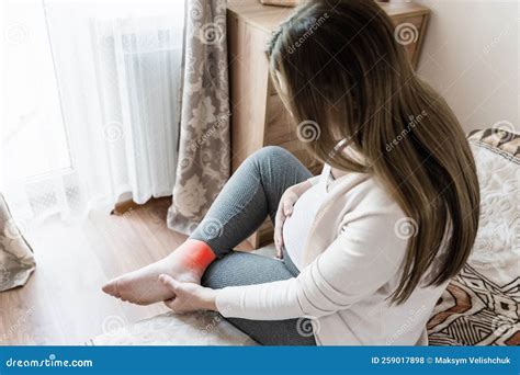Pregnancy Pain Leg Woman. Pregnant Girl Have Leg Disease, Ankle Pain ...
