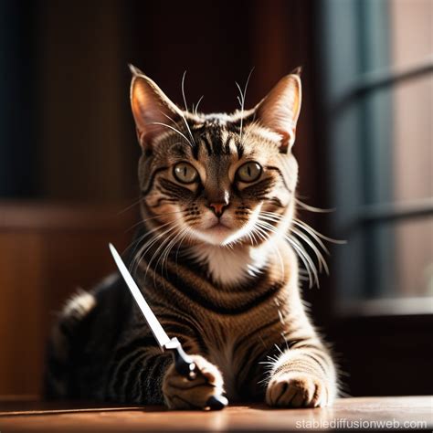 Cat with a Knife | Stable Diffusion Online
