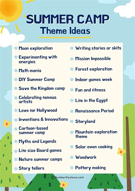 List of unique summer camp themes for kids pdf included – Artofit