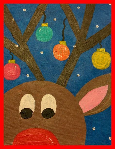 Guided Art: Reindeer on Canvas | Christmas art, Christmas art projects ...
