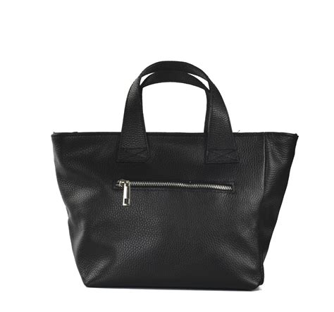 Medium Zip-Top Leather Tote Bag-Black - ODĒ TO ESTHĒTIC