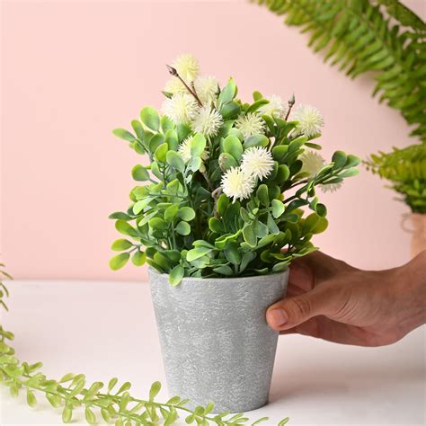 Market99 Artificial Flower With Pot – White – MARKET99