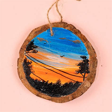 Buy Blue Sunset Mango Wood Bark Wall Decor Online On Zwende