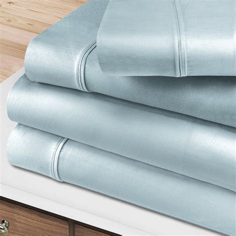 Superior 5-Piece 400 Thread Count Light Blue Egyptian Cotton Bed Sheets ...
