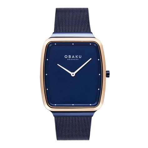 Buy Obaku Tern Lille Quartz Blue Slim case 4.8 mm Rectangle Dial Mens ...