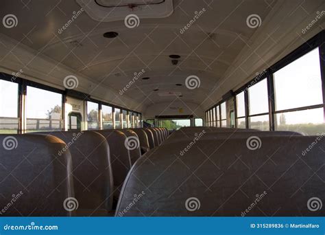 Interior School Bus Seats stock photo. Image of isle - 315289836