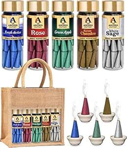 The Aroma Factory Organic Incense Cones (Saffron Sandal, Green Apple ...