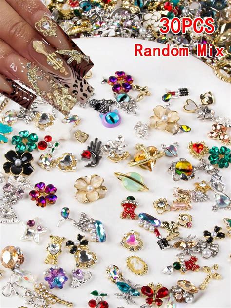 30 Random Nail Decoration Luxury Mixed Packs (Not All Pictures Are ...