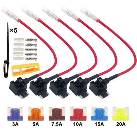 FULARR® 5Pcs Premium ACN Low-Profile Add-A-Circuit Fuse Tap, Piggy Back ...