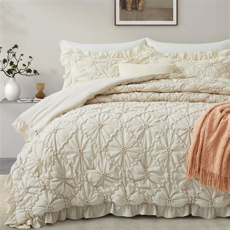 BEDAZZLED Queen Size Comforter Sets, Beige Bedding Comforter Set, 3 ...