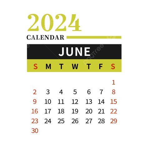 2024年6月日曆簡約黃色, 行事曆, 2024, 六月向量圖案素材免費下載，PNG，EPS和AI素材下載 - Pngtree
