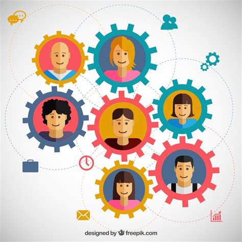 Teamwork concept with gears | Free Vector