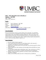 EHS 340 Syllabus - Fall 2020 1 .pdf - EHS - 340 Cultural Diversity in ...
