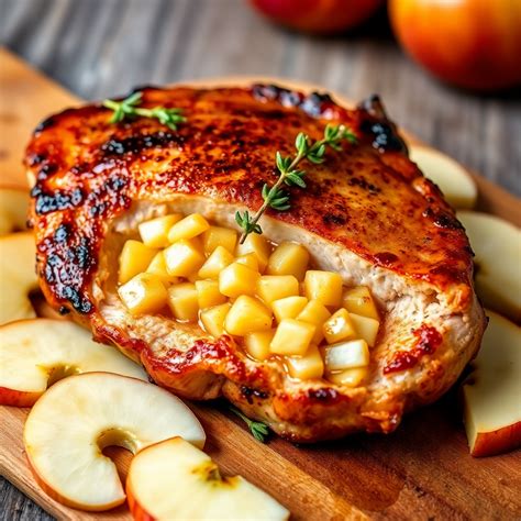 Savory Apple and Cheese Stuffed Pork Chop Recipe | cookAIfood