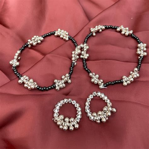 Astonishing Silver Plated Ghungroo Anklet Toe Rings Combo ...