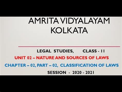 Classification of Laws - 2 Video Lecture - Legal Studies for Class 11 ...