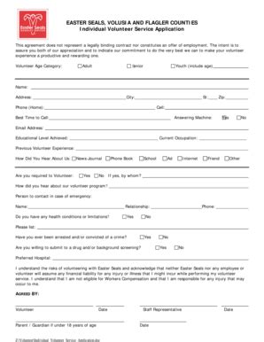 Fillable Online EASTER SEALS, VOLUSIA AND FLAGLER COUNTIES Individual ...