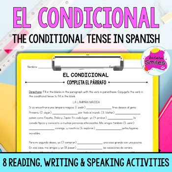 Spanish Conditional Tense Verbs El Condicional Worksheet Activity Packet