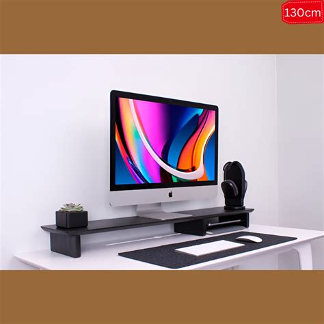 Carpentray 130Cm Wooden Monitor Stand with Storage Organizer for Desk ...