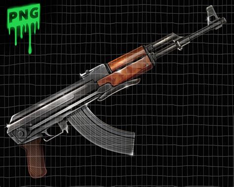 AK-47 Machine Gun Rifle -- Digital Downlaodable Png File, Gun PNG ...