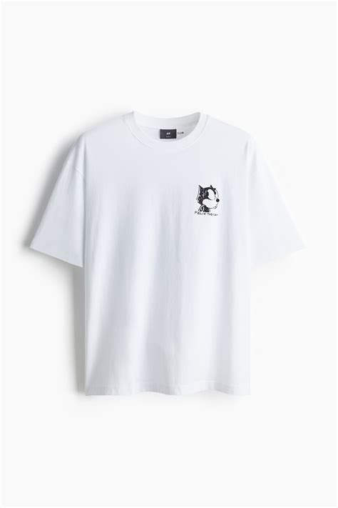 Loose Fit T-shirt - White/Felix the Cat - Men | H&M IN