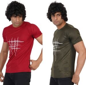 TEE TREE Striped Men Round Neck Maroon, Dark Green T-Shirt - Buy TEE ...