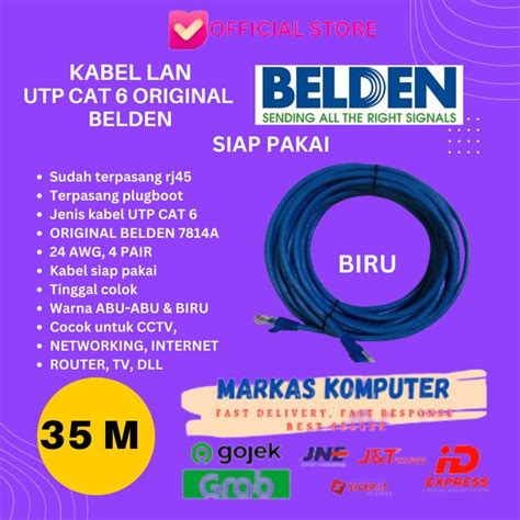 Promo Kabel Lan Belden Cat 6 USA 35 meter Siap Pakai/35M / 35meter UTP ...