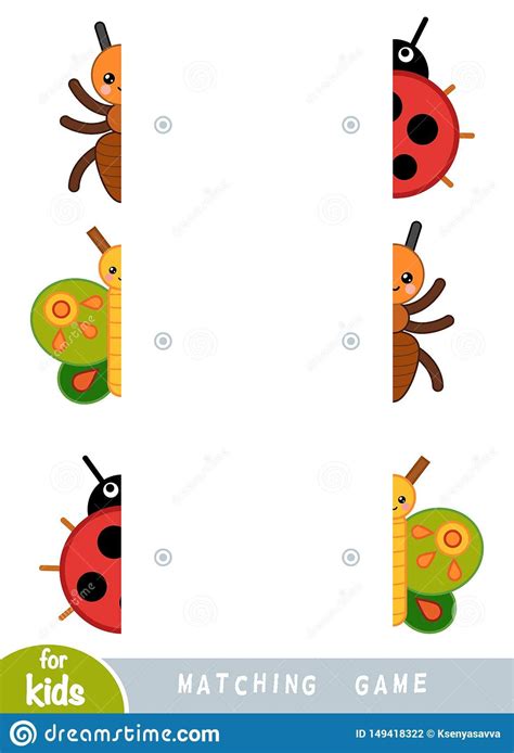 Matching Game, Educational Game For Children. Match The Halves. Set Of ...