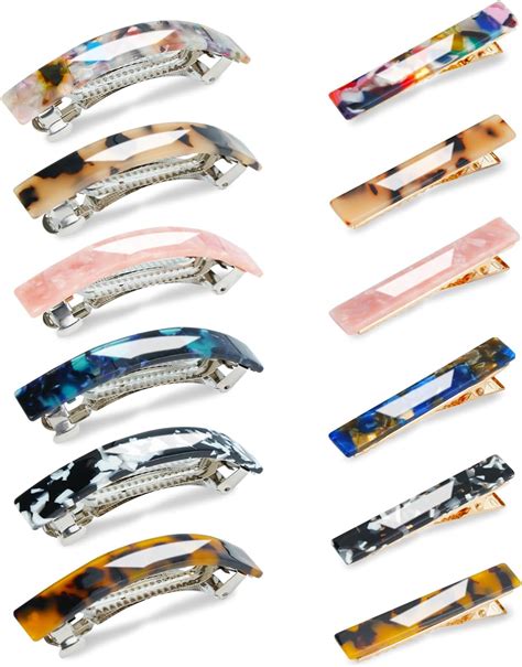 Amazon.com : RETON Tortoise Shell Hair Barrettes, Acrylic Resin ...