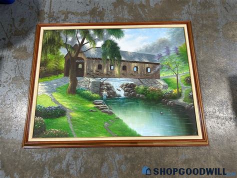 Pick Up Only Huge Scenic Rustic Woodlands Painting | ShopGoodwill.com