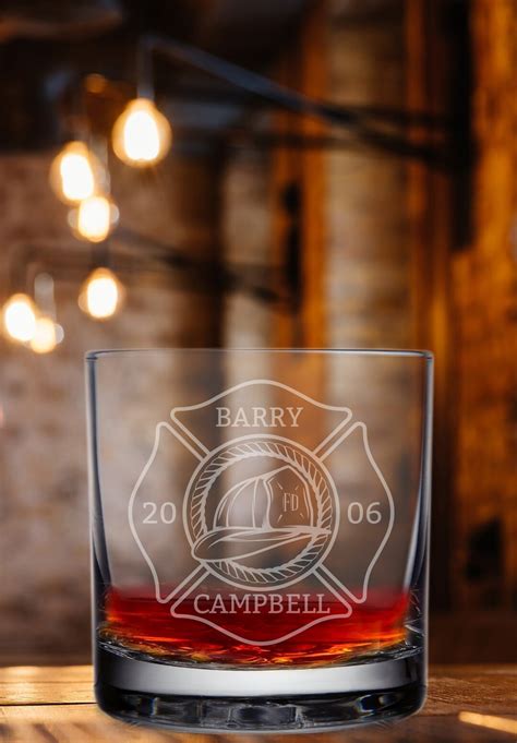 Firefighter Engraved Whisky Glass - Fireman Rocks Glass, Firefighter Gifts, Gift for Him, Fire ...