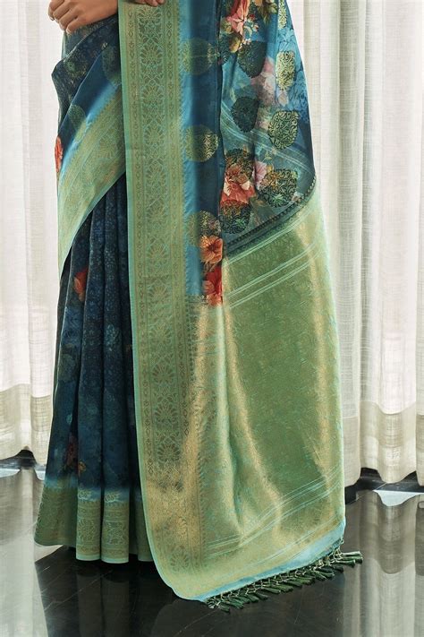 Buy Indigo Blue Digital Print Saree online-Karagiri