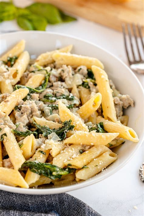 Creamy Ground Chicken Pasta with Kale Recipe - Smells Like Home