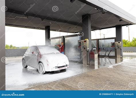 Woman Working at the Car Wash and Washing the Car Stock Image - Image of occupation ...