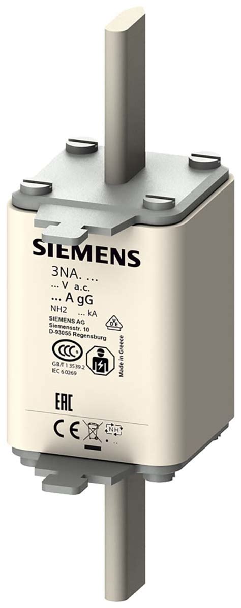 3NA3214 Siemens | Siemens 35A Centred Tag Fuse, NH2, 500V ac | 203-1971 ...
