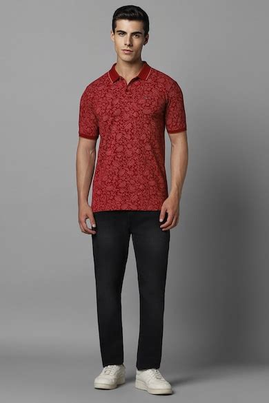 Buy Men Red Print Polo Neck T-shirt Online - 933959 | Louis Philippe